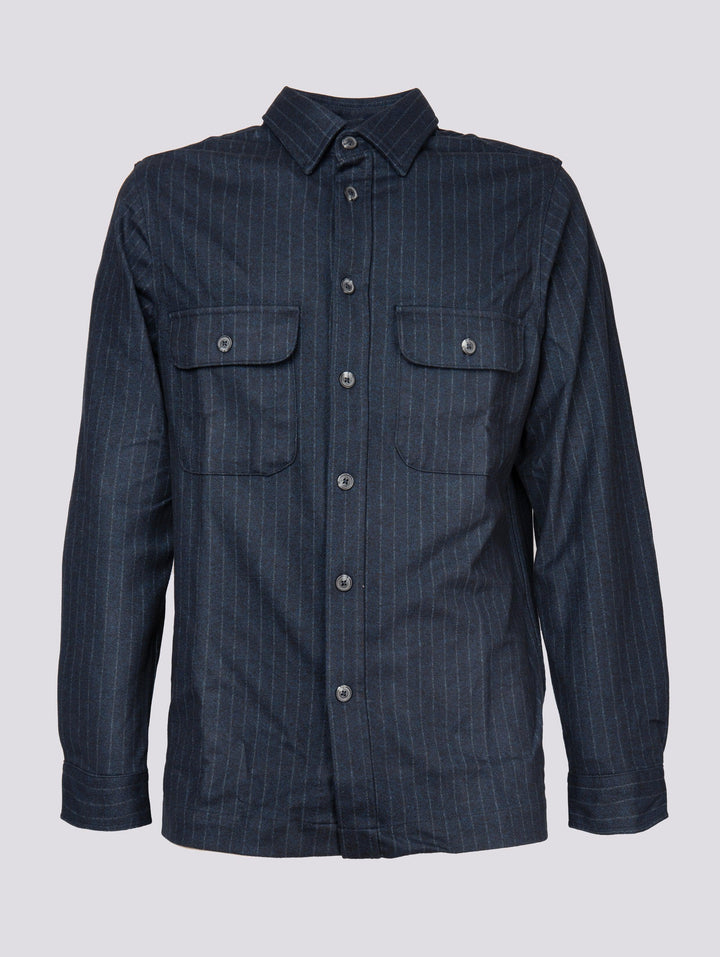 GIACCA CAMICIA OVERSHIRT GESSATO BLU