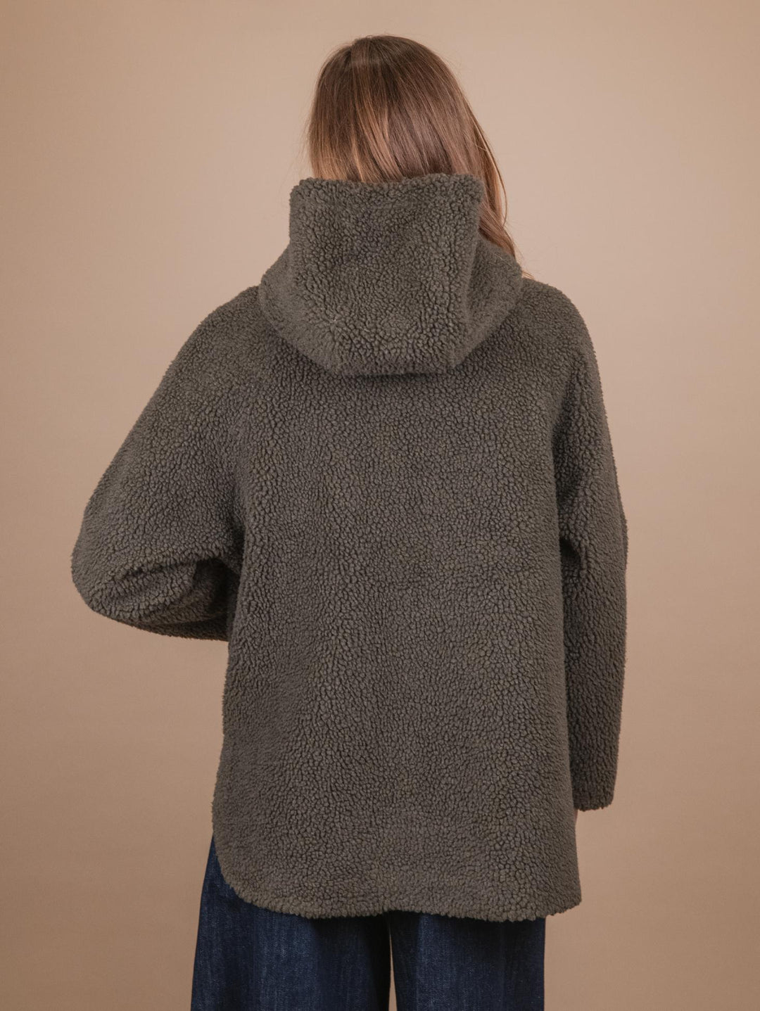GIACCA CON CAPPUCCIO REVERSIBILE IN ECO-MONTONE VERDE