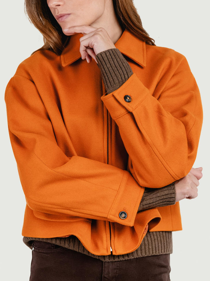 GIACCA CROPPED IN MISTO LANA ARANCIO