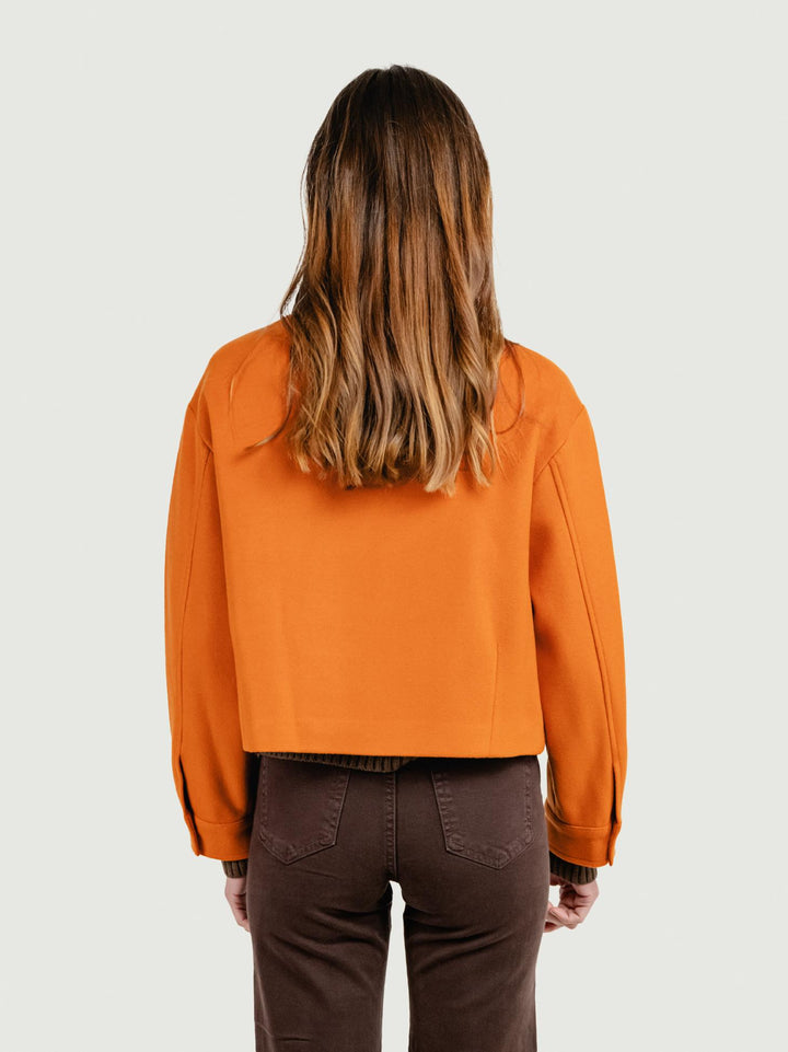 GIACCA CROPPED IN MISTO LANA ARANCIO