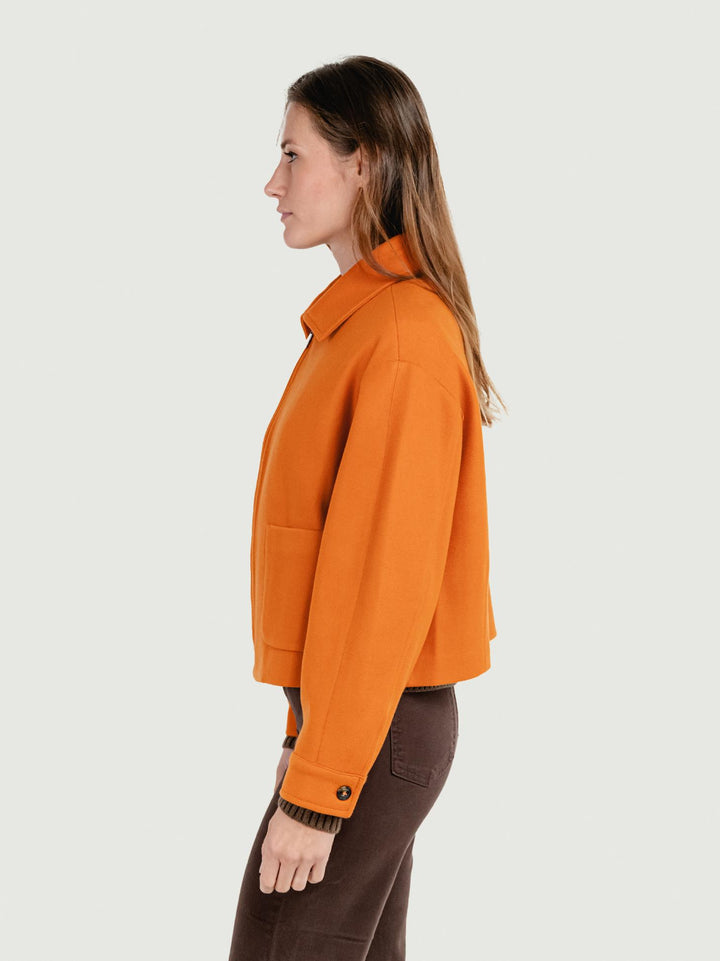 GIACCA CROPPED IN MISTO LANA ARANCIO