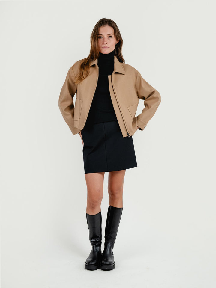 GIACCA CROPPED IN MISTO LANA CAMMELLO