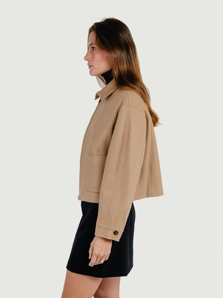 GIACCA CROPPED IN MISTO LANA CAMMELLO