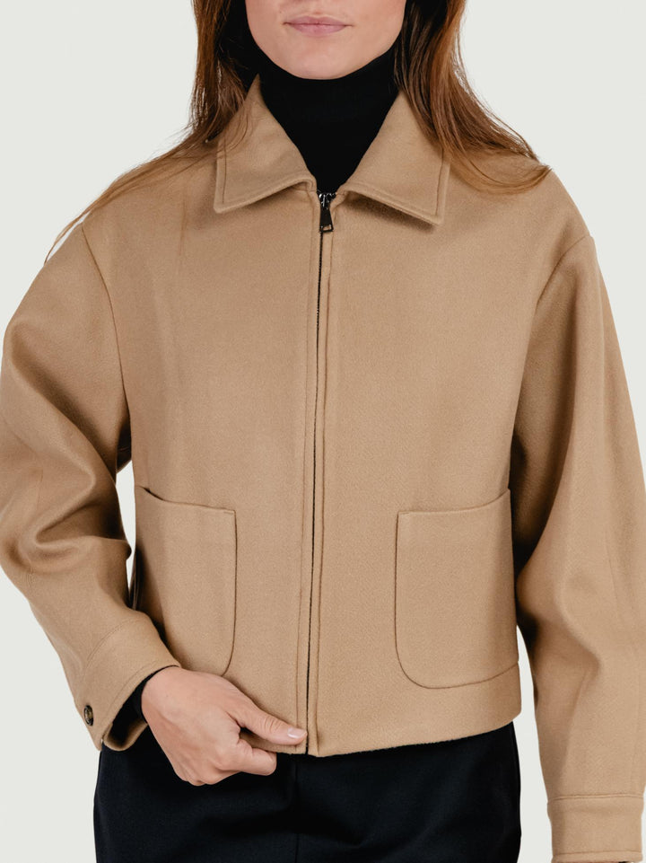 GIACCA CROPPED IN MISTO LANA CAMMELLO