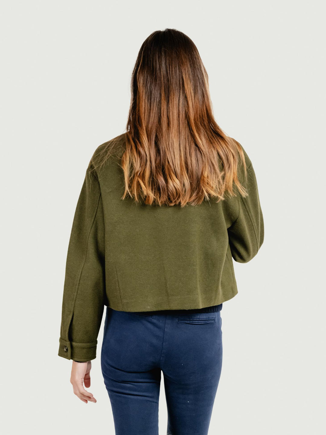 GIACCA CROPPED IN MISTO LANA VERDE BOSCO