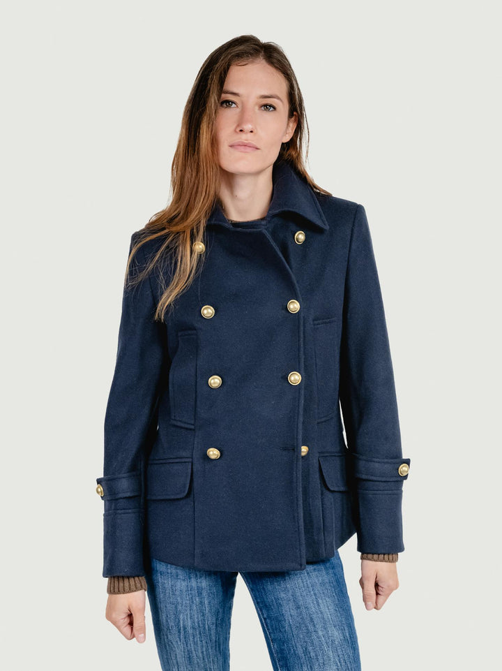 GIACCA DOPPIOPETTO IN MISTO LANA BLU