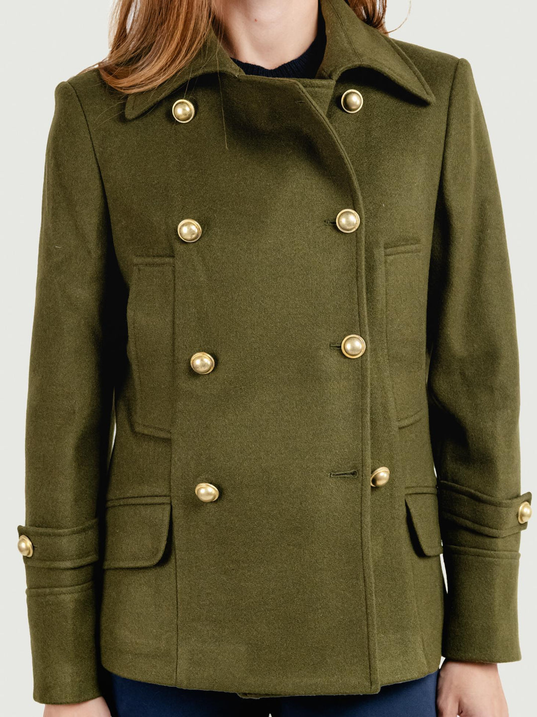 GIACCA DOPPIOPETTO IN MISTO LANA VERDE MILITARE