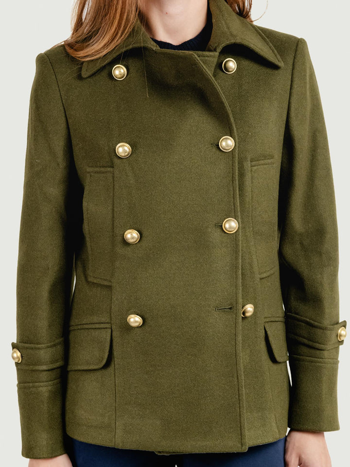 GIACCA DOPPIOPETTO IN MISTO LANA VERDE MILITARE