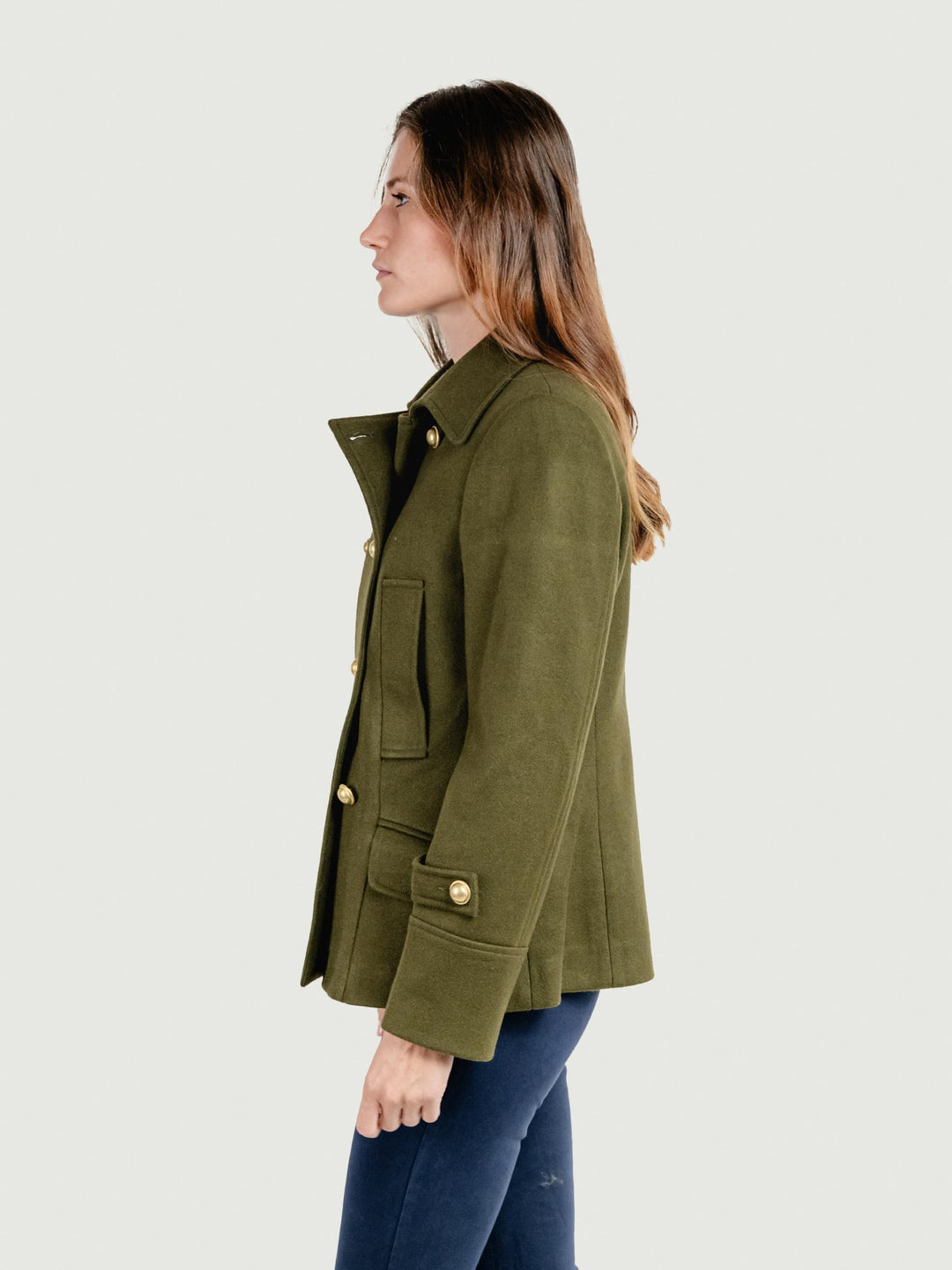 GIACCA DOPPIOPETTO IN MISTO LANA VERDE MILITARE