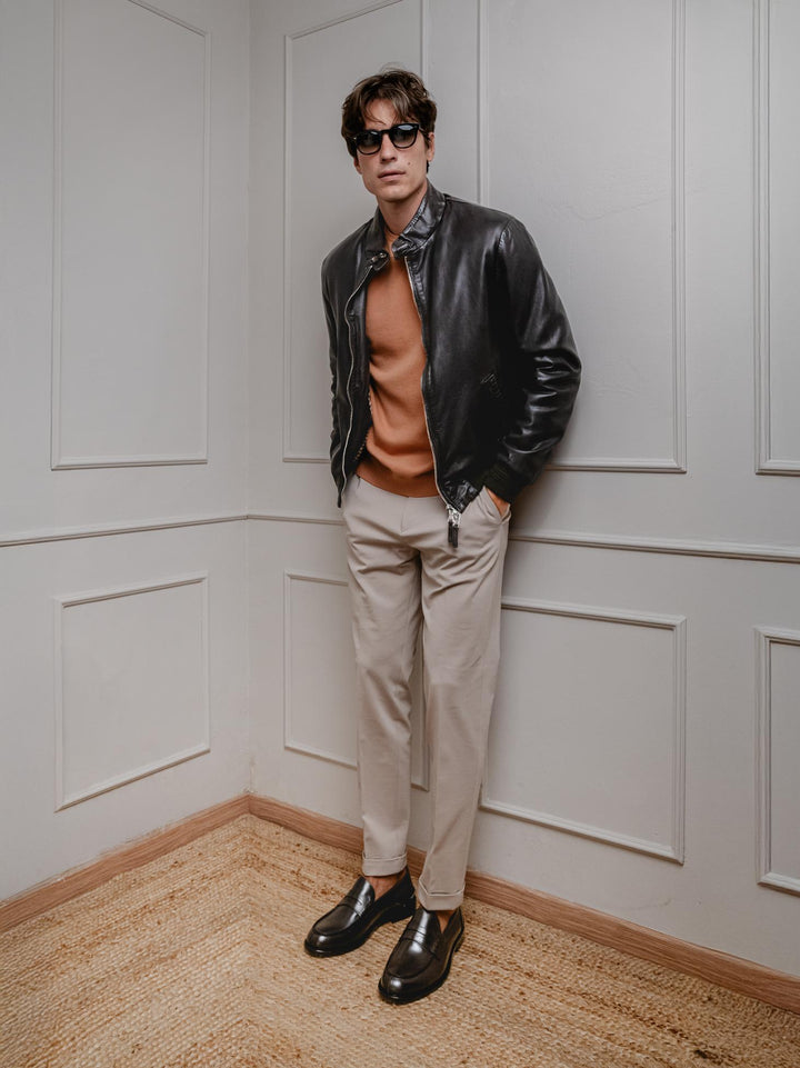 GIACCA EAST VILLAGE IN PELLE TESTA MORO