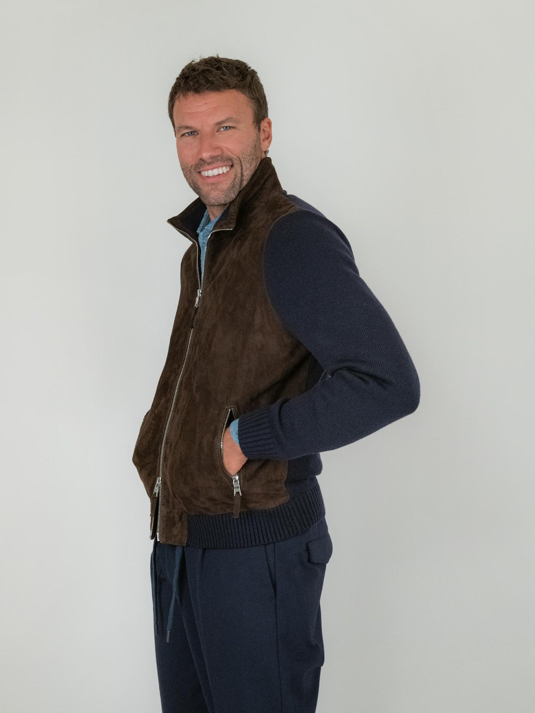 GIACCA FRANCIS IN CAMOSCIO MARRONE