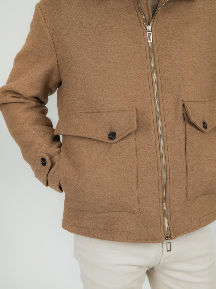 GIACCA IN LANA CAMMELLO CON ZIP