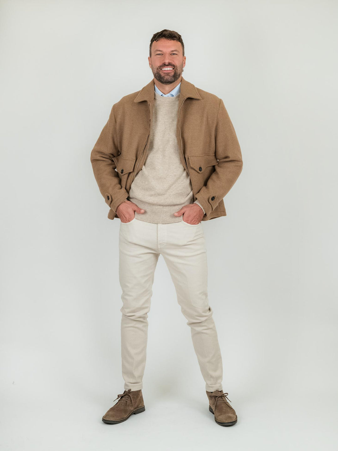 GIACCA IN LANA CAMMELLO CON ZIP