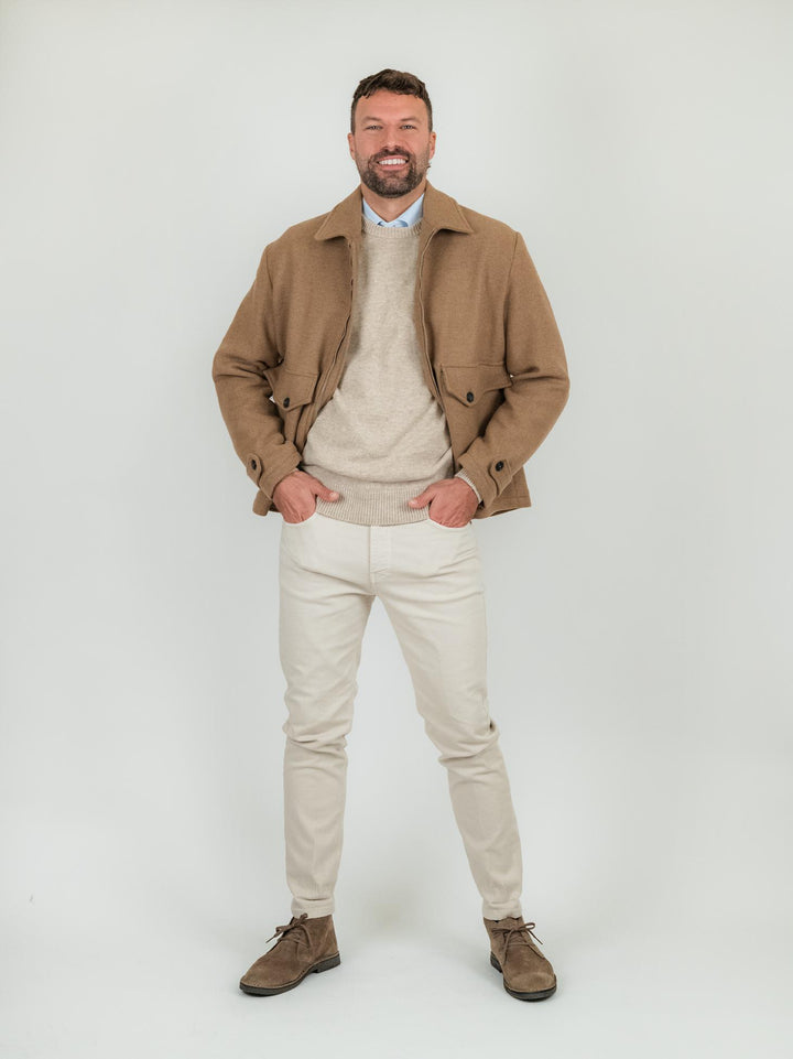 GIACCA IN LANA CAMMELLO CON ZIP