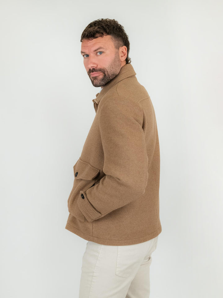 GIACCA IN LANA CAMMELLO CON ZIP