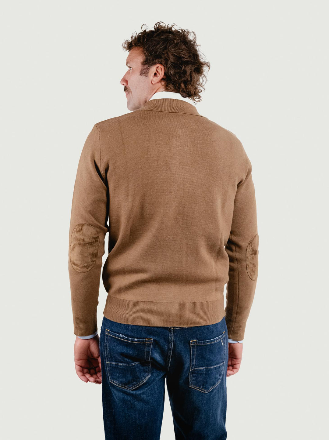 GIACCA IN MAGLIA CON INSERTI IN ALCANTARA CAMMELLO