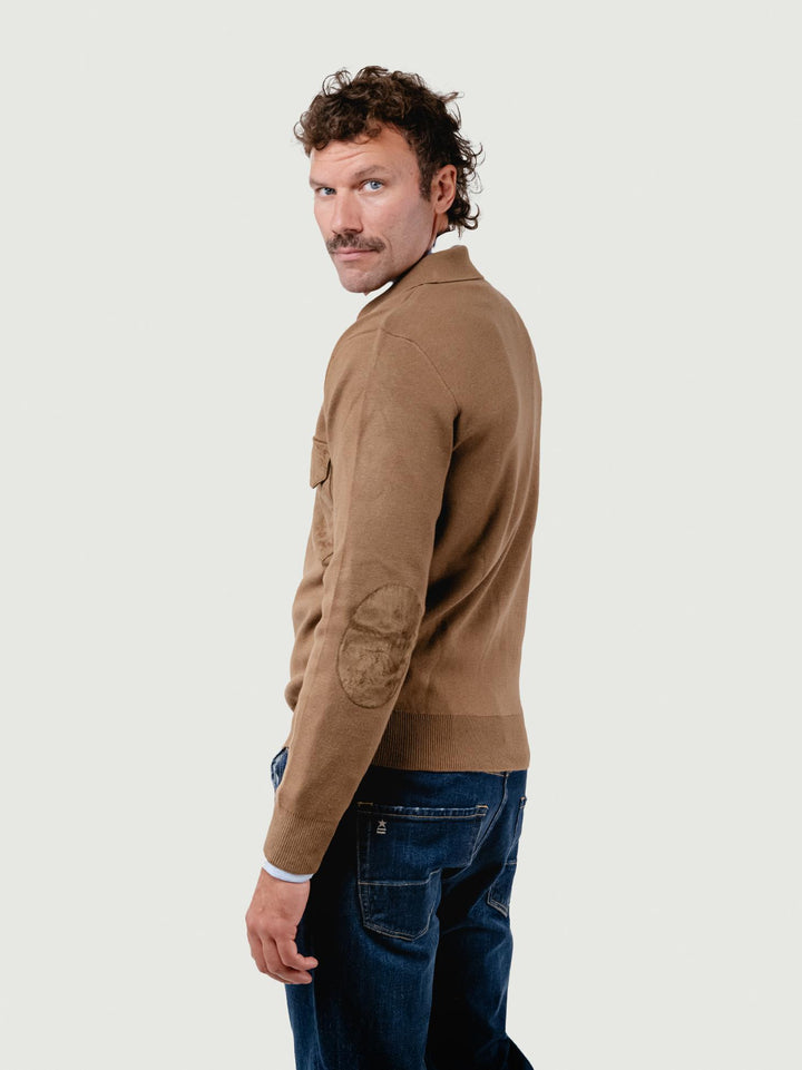 GIACCA IN MAGLIA CON INSERTI IN ALCANTARA CAMMELLO