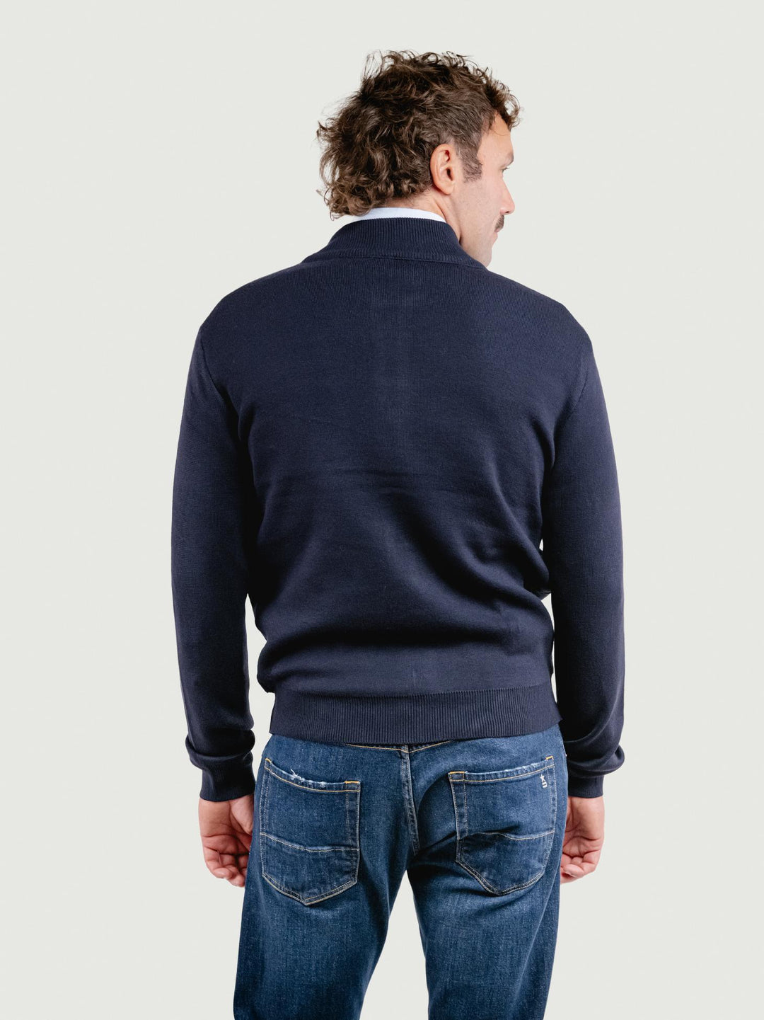 GIACCA IN MAGLIA E ALCANTARA BLU NAVY