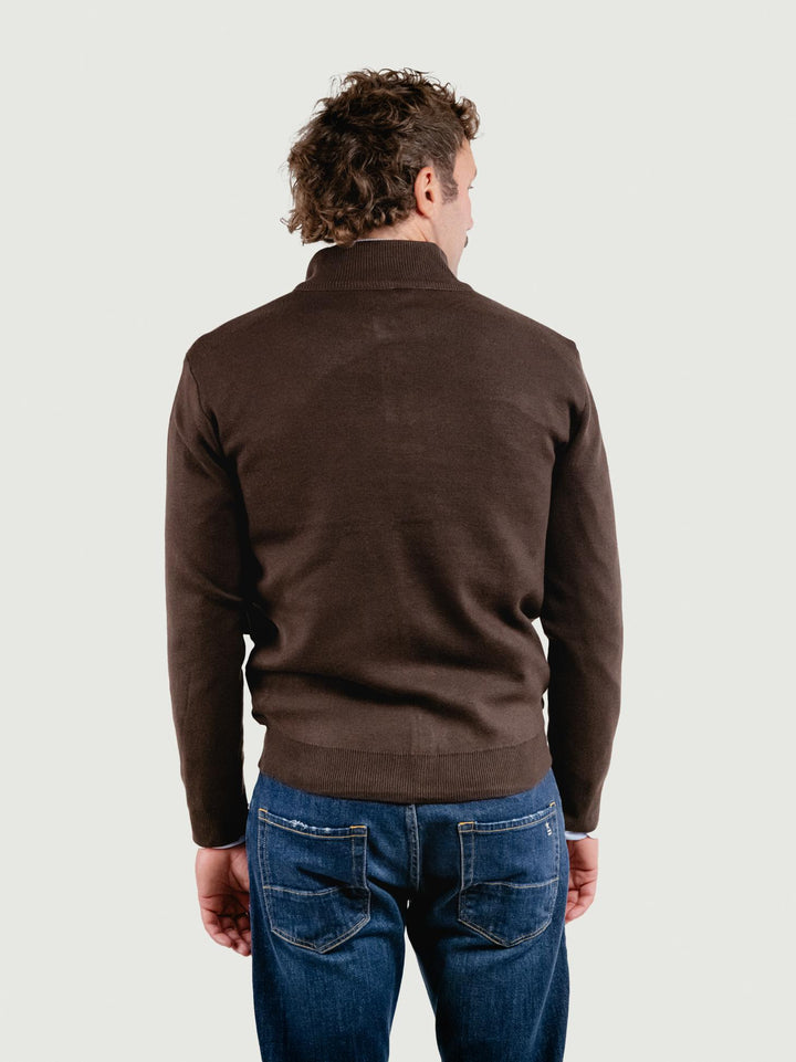 GIACCA IN MAGLIA E ALCANTARA TESTA MORO