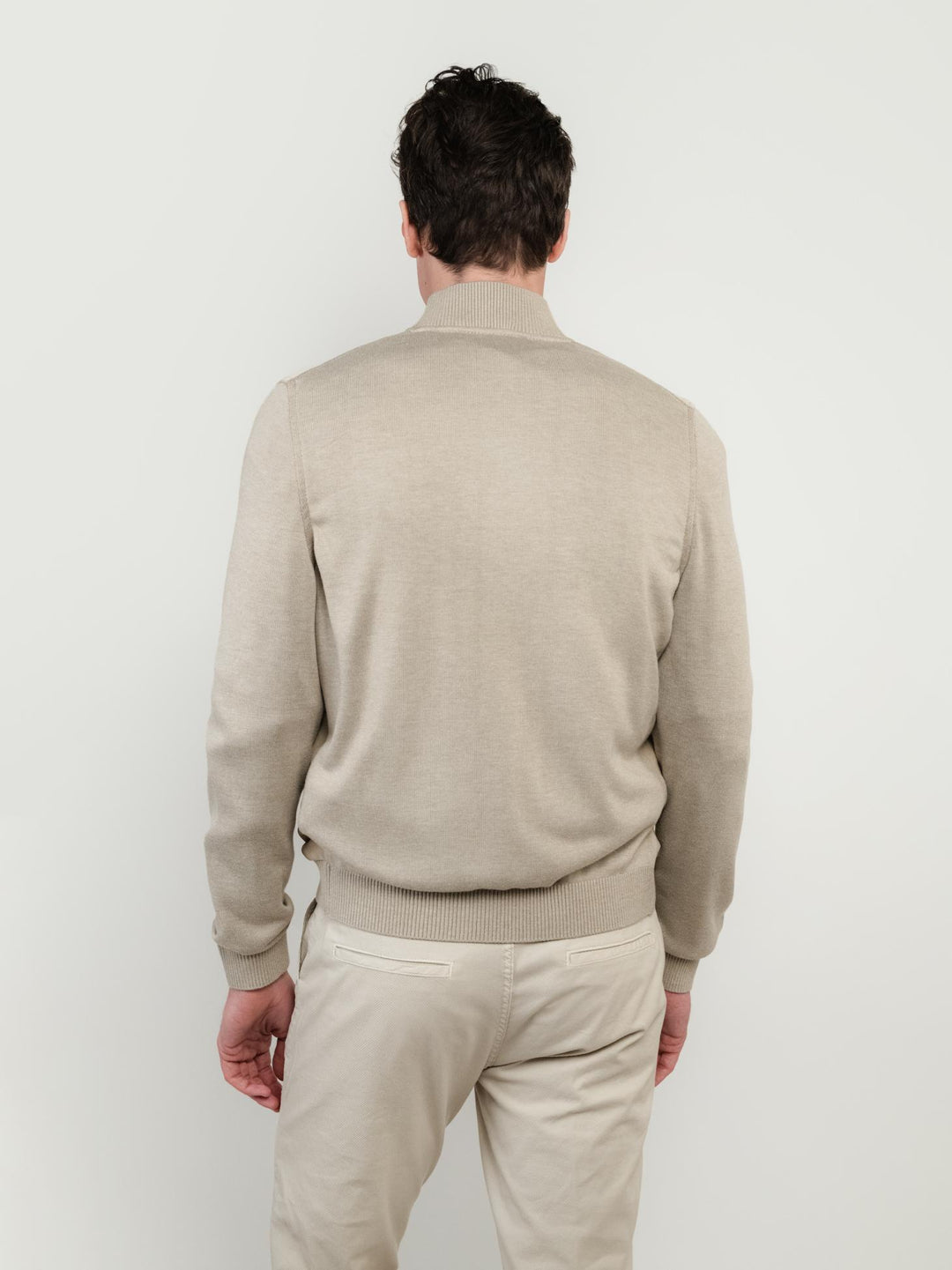 GIACCA IN PELLE SCAMOSCIATA E MAGLIA BEIGE DEREK KNIT