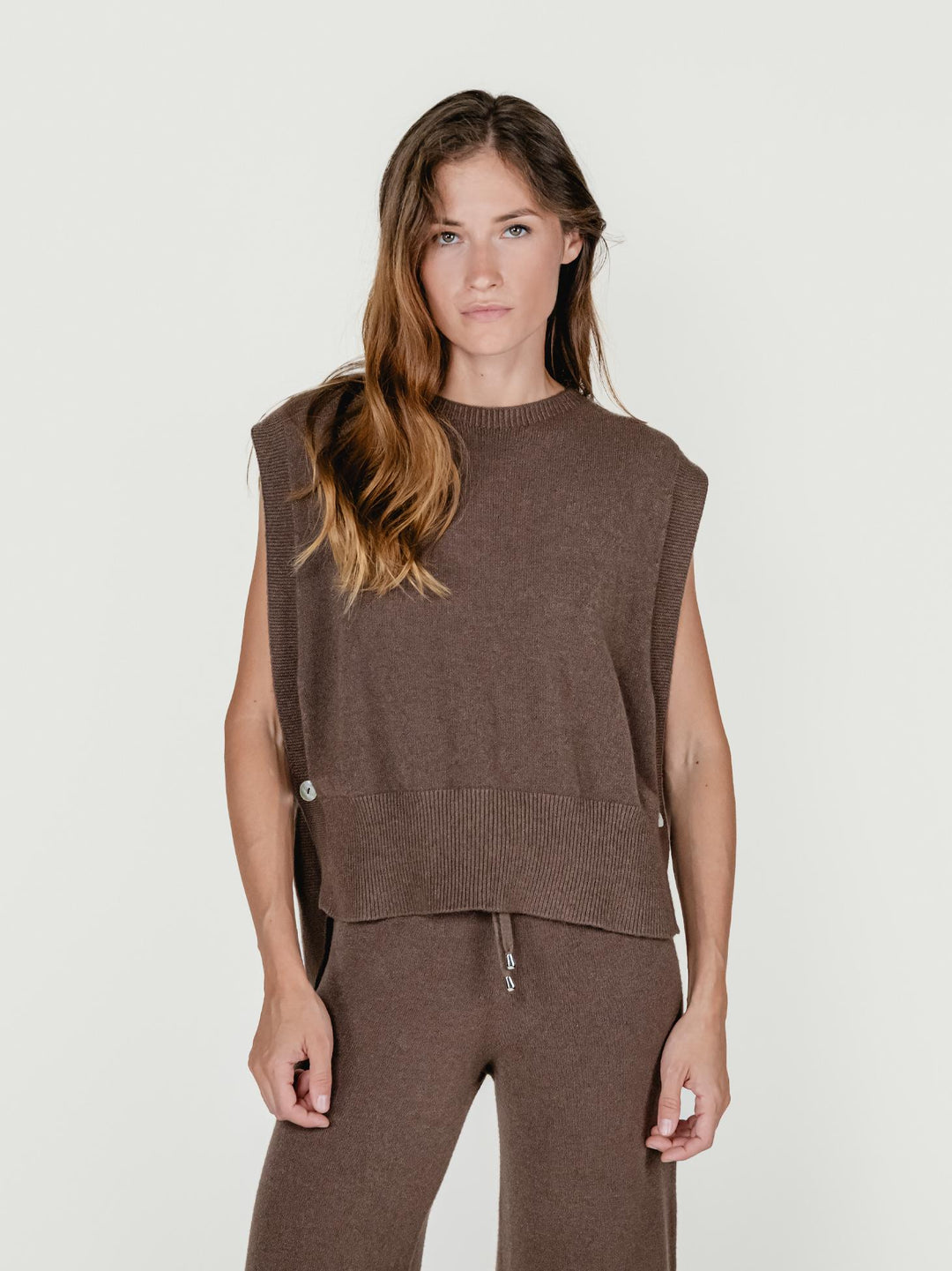 GILET APERTO TABACCO