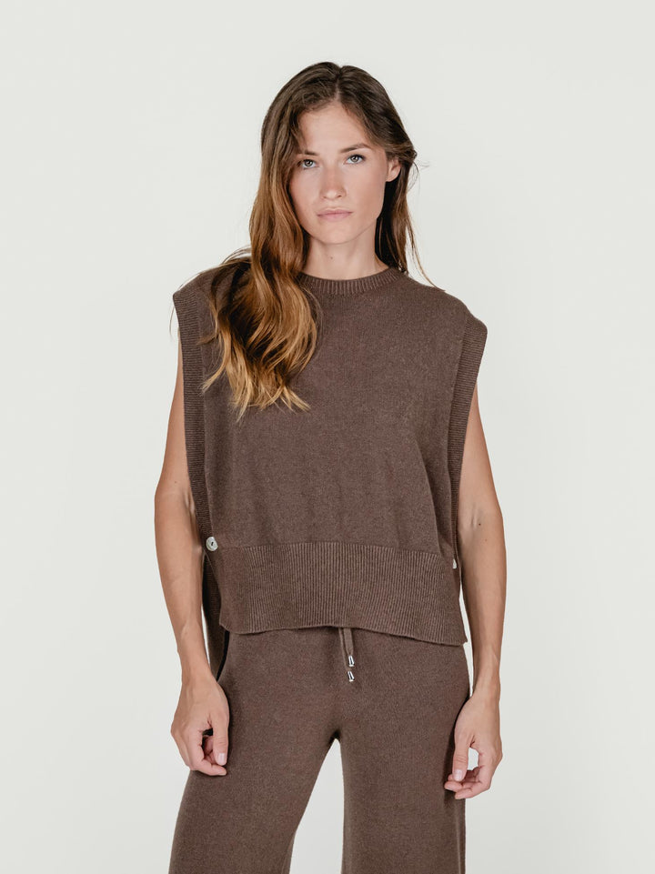 GILET APERTO TABACCO
