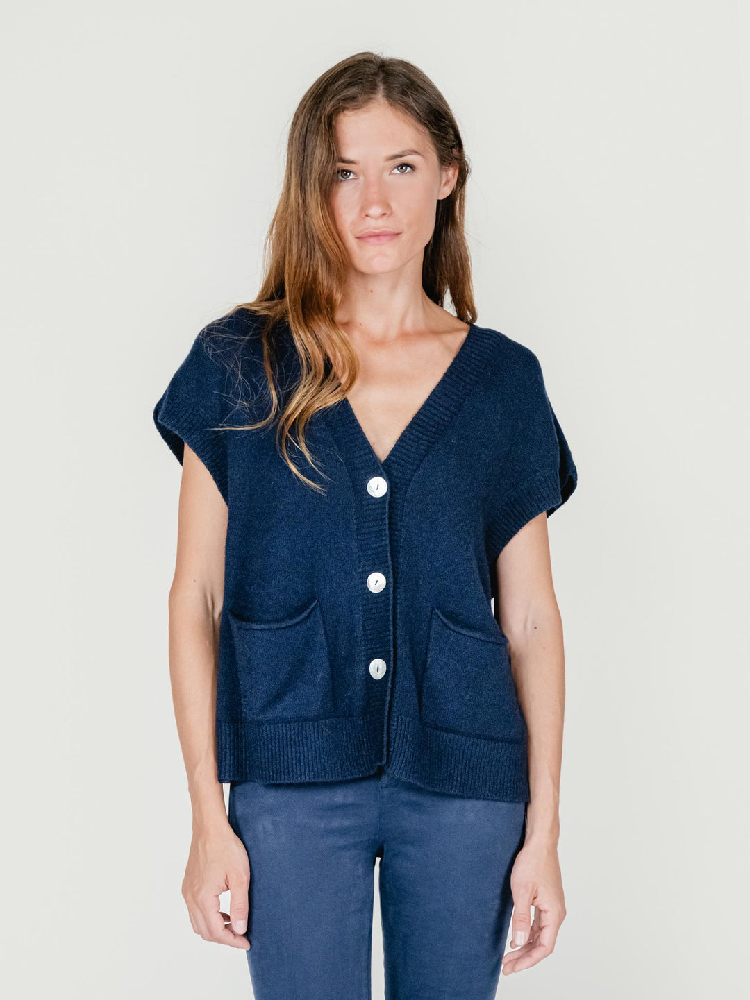 GILET CON BOTTONI BLU