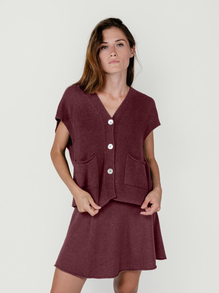 GILET CON BOTTONI BORDEAUX