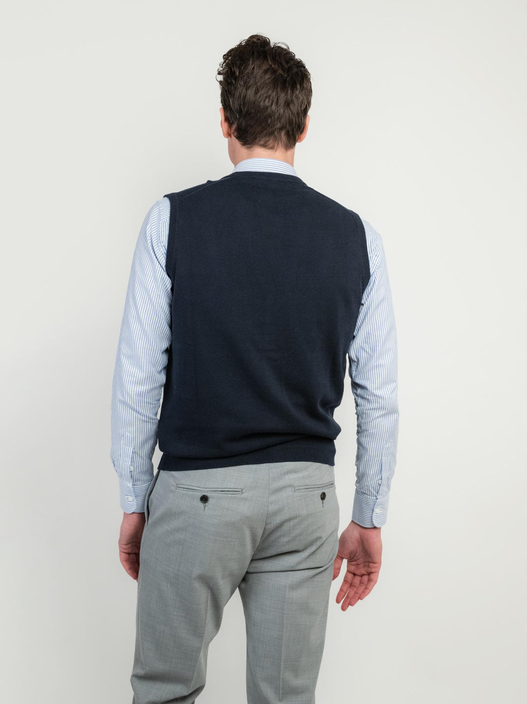 GILET IN COTONE RASATO BLU NAVY