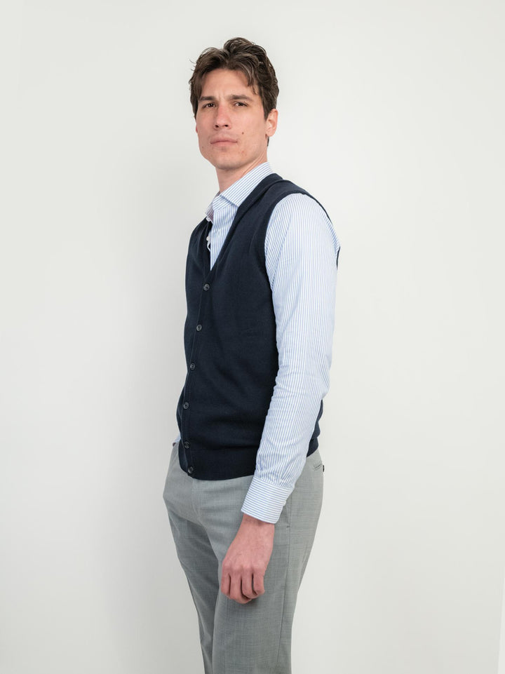 GILET IN COTONE RASATO BLU NAVY