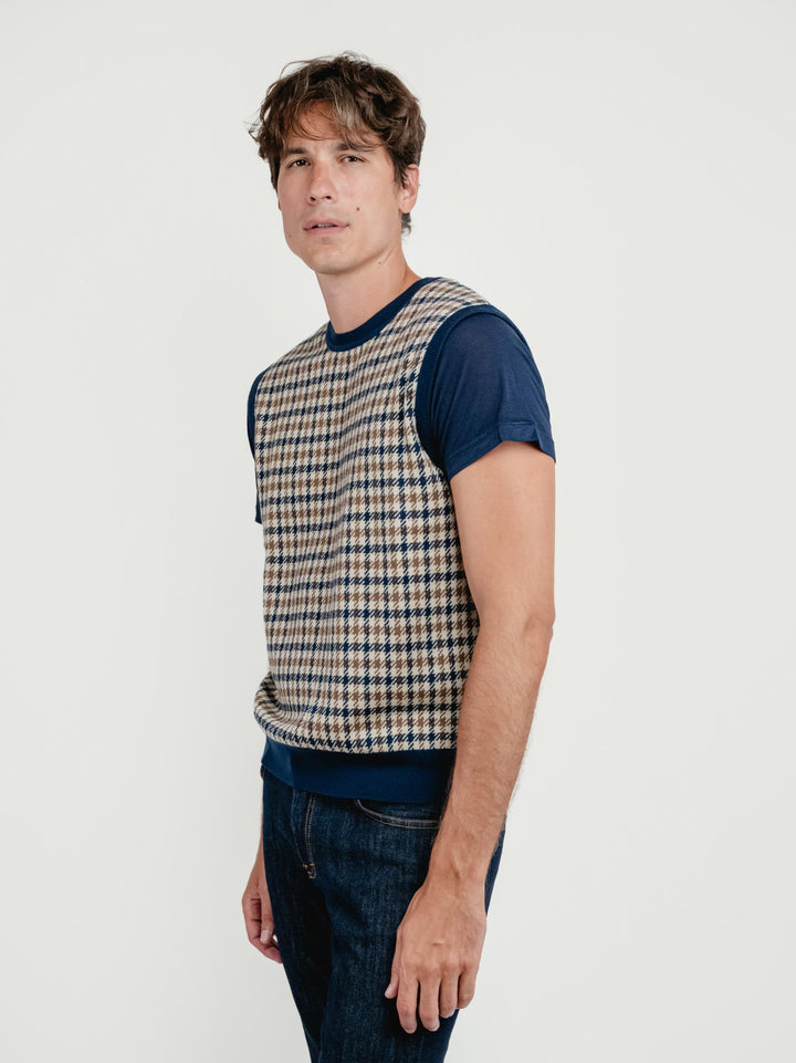GILET IN LANA CON FANTASIA CLUB CHECK