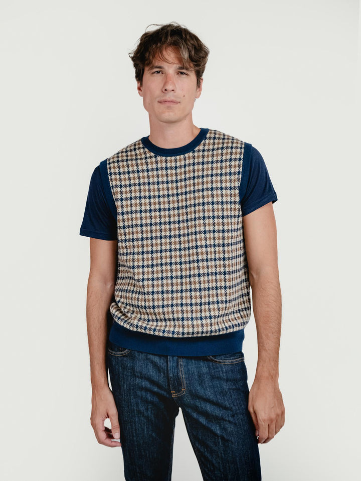 GILET IN LANA CON FANTASIA CLUB CHECK