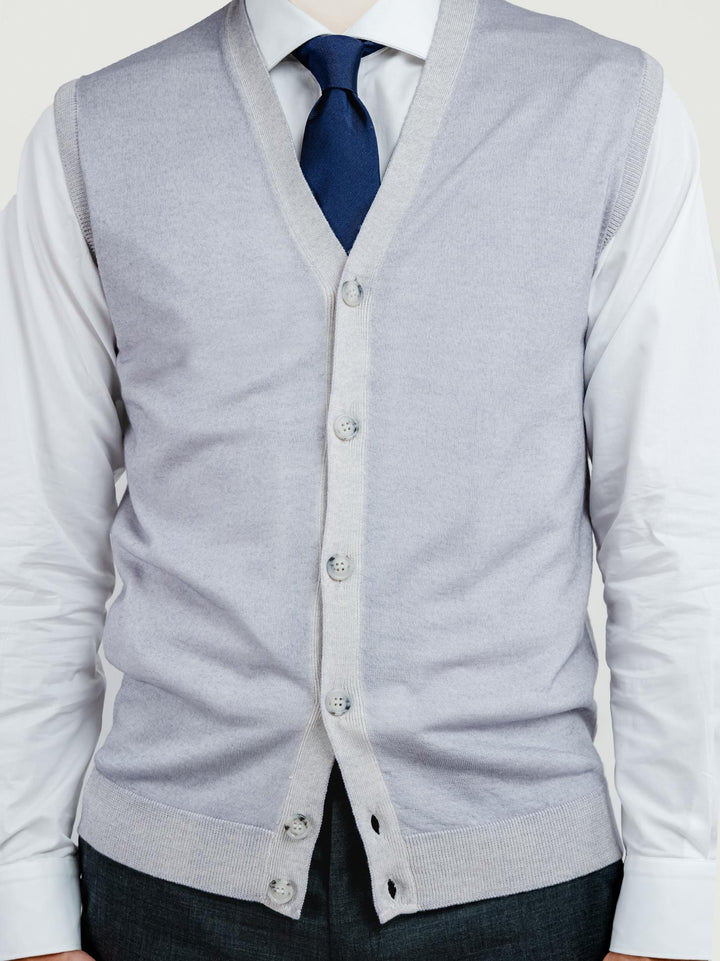 GILET IN LANA MERINO GRIGIO PERLA