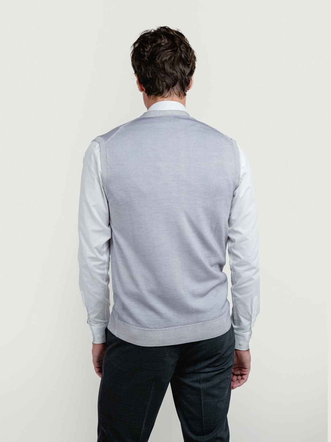 GILET IN LANA MERINO GRIGIO PERLA