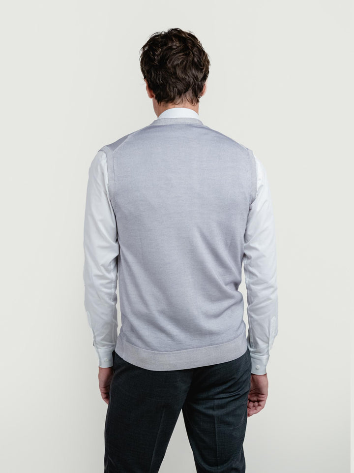 GILET IN LANA MERINO GRIGIO PERLA
