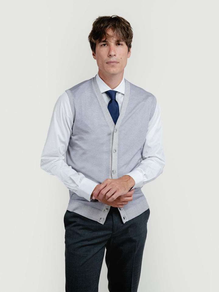 GILET IN LANA MERINO GRIGIO PERLA