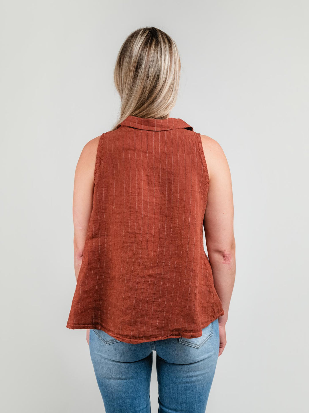 GILET IN LINO GESSATO RUGGINE