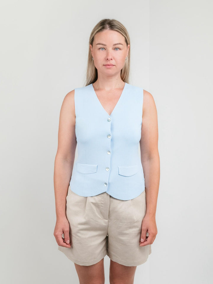GILET IN MAGLIA AZZURRO