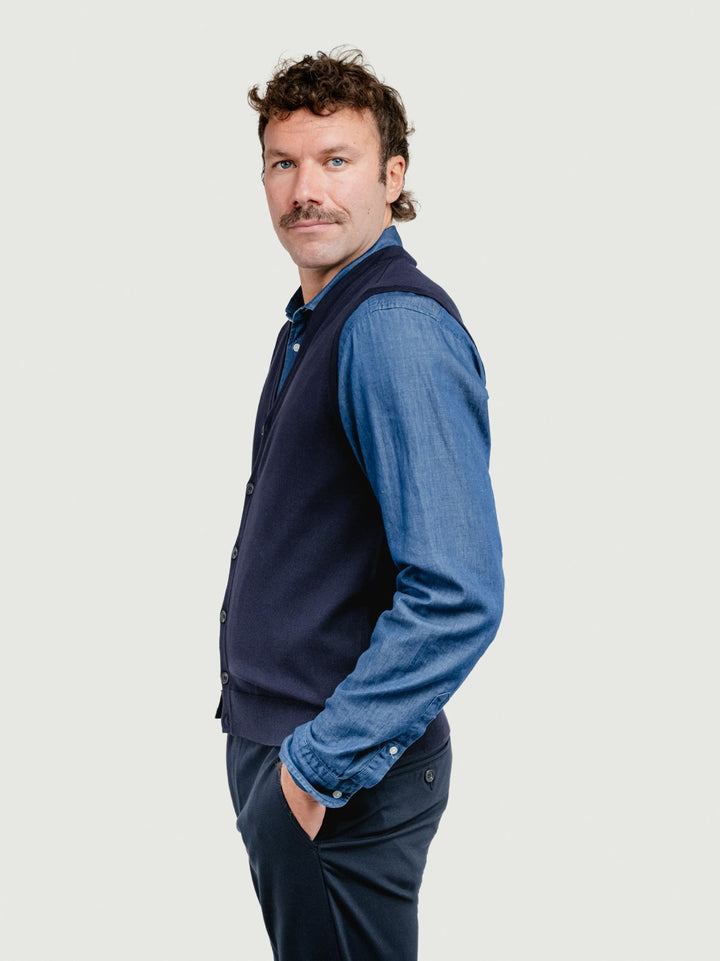 GILET IN MAGLIA BLU NAVY