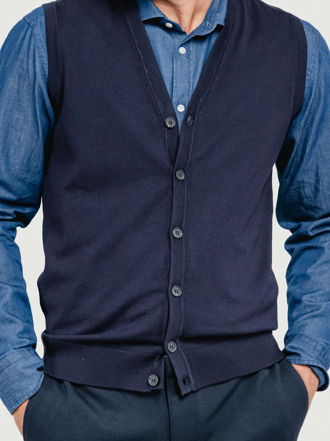 GILET IN MAGLIA BLU NAVY