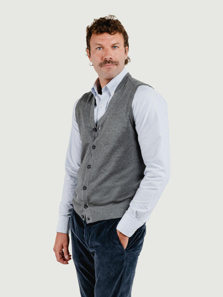 GILET IN MAGLIA GRIGIO ANTRACITE