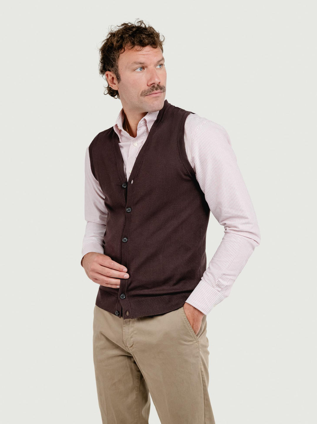 GILET IN MAGLIA TESTA MORO