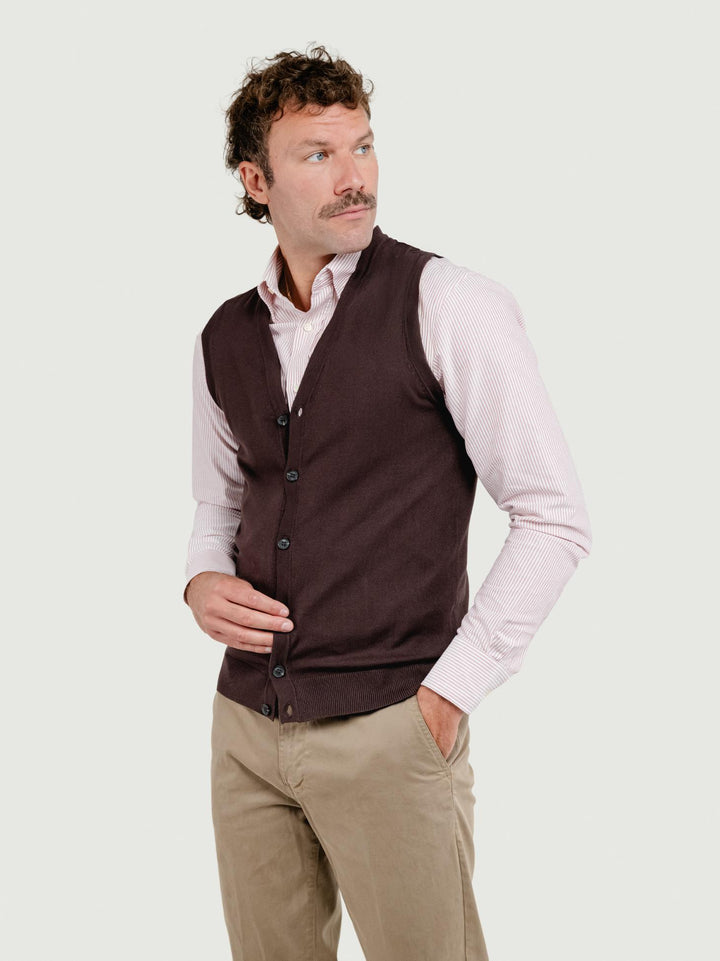 GILET IN MAGLIA TESTA MORO