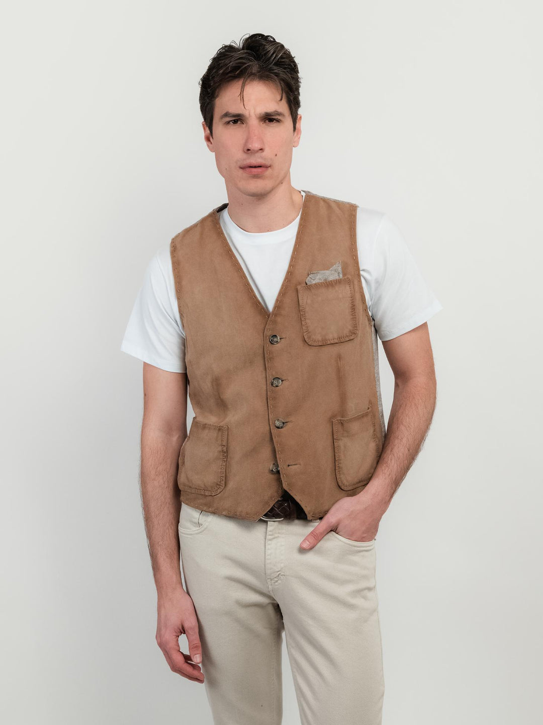 GILET IN PELLE SCAMOSCIATA REVERSIBILE KEATON