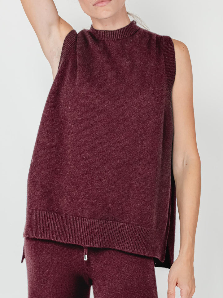 GILET LUNGO IN MAGLIA BORDEAUX