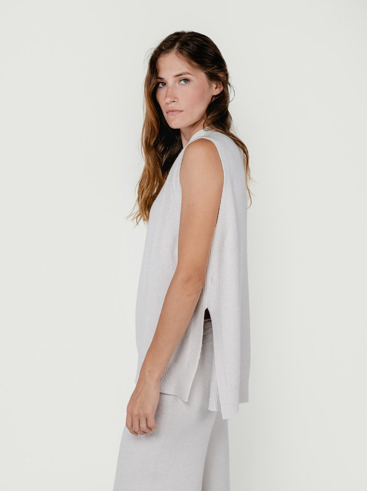 GILET LUNGO IN MAGLIA PANNA