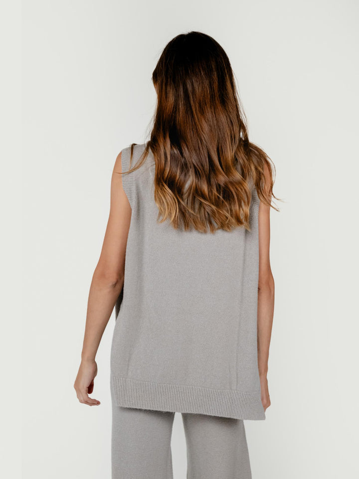 GILET LUNGO IN MAGLIA TORTORA