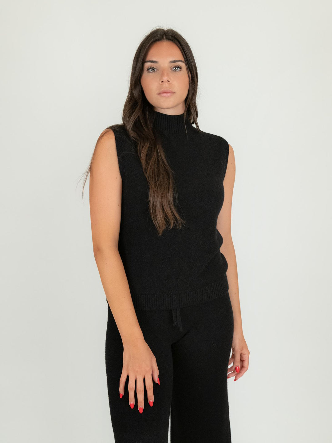 GILET LUPETTO IN MAGLIA NERO