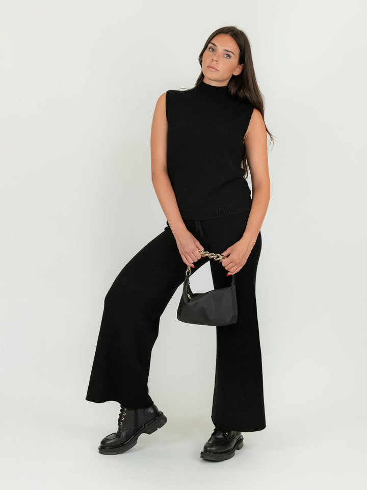 GILET LUPETTO IN MAGLIA NERO