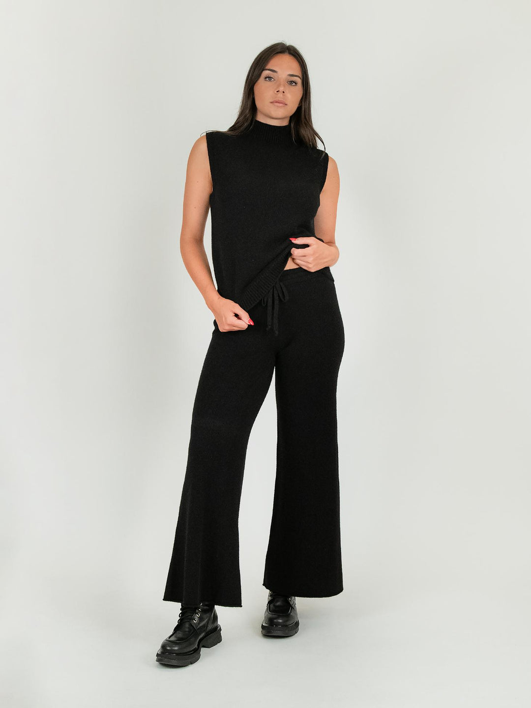 GILET LUPETTO IN MAGLIA NERO